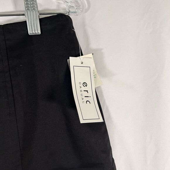 New Eric Casual Mini Skirt Women's 12 Solid Black Zip Back Short Cotton Blend - Picture 3 of 9